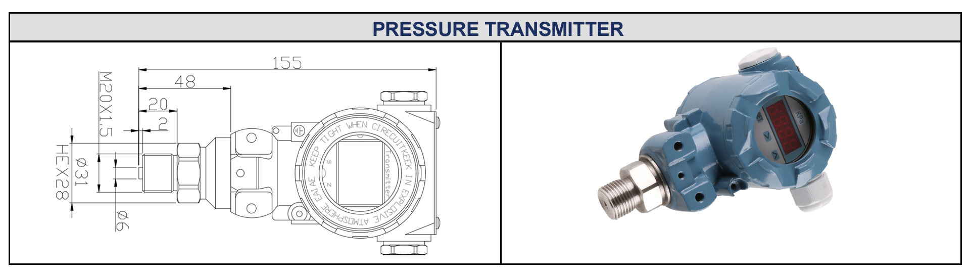 Customizable Installation Interface Industrial Pressure Transmitter Sensor With Display