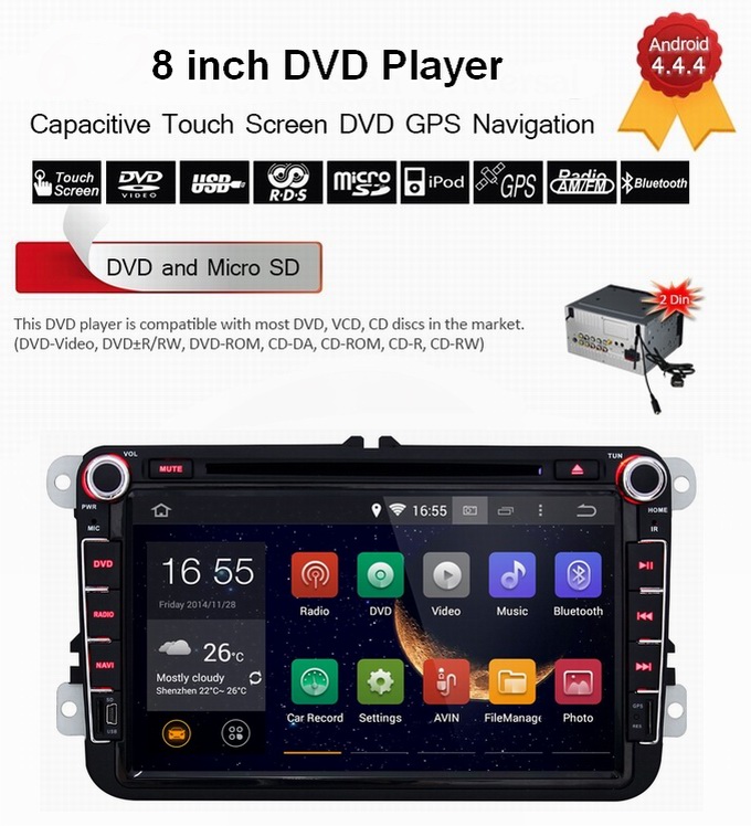 Ouchuangbo Pure Android 4.4 DVD Radio Stereo Bluetooth USB for Volkswagen Golf MK5 /Caddy