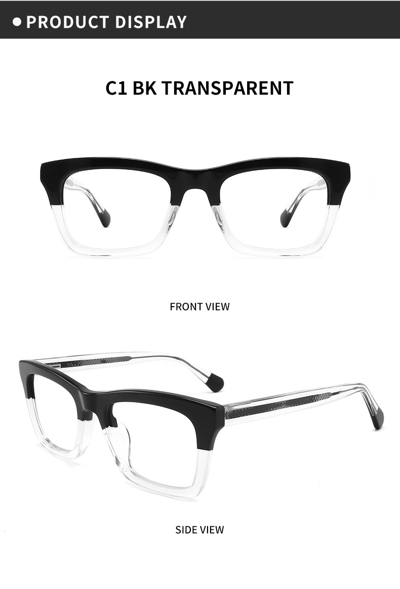 Stylish Acetate Thick Square Eyeglasses Oversized eco friendly Square Frame Eyewear