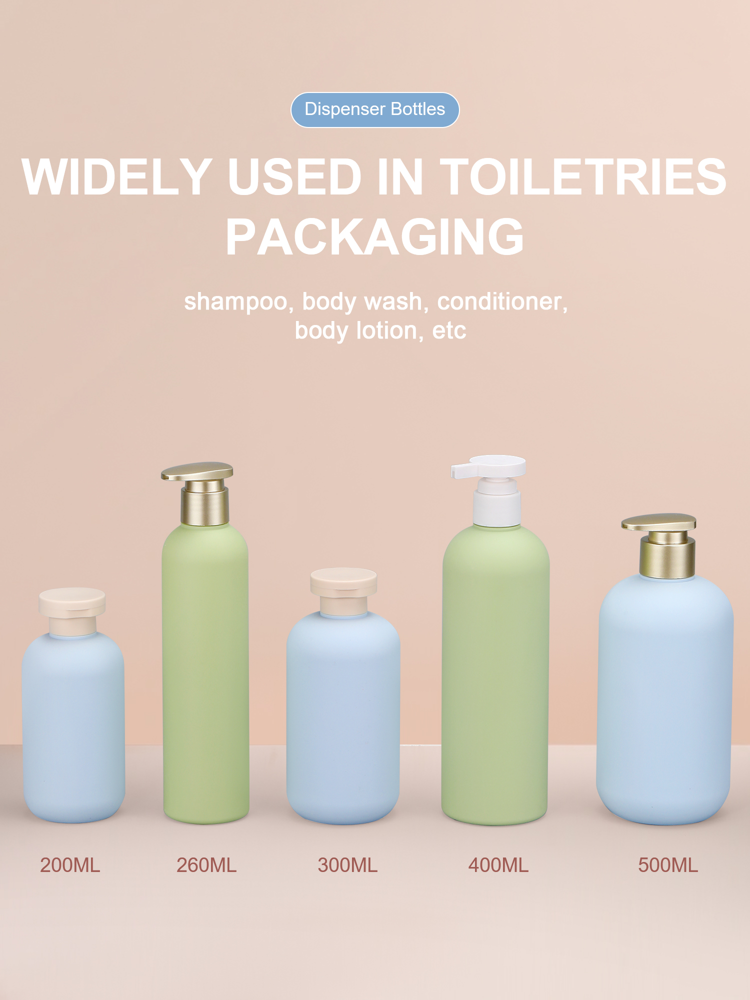 Shampoo Bottle with Bamboo Lid HDPE Plastic Type Soft Touch Empty Body Lotion Container