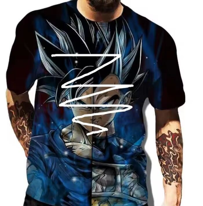 Anime Goku Sublimation Printed T Shirts Short Sleeve Patterned Clothes