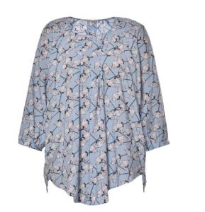 China Ruffle Hem Long Sleeve Nice Floral Printed Ladies' Tops In Daily Life wholesale