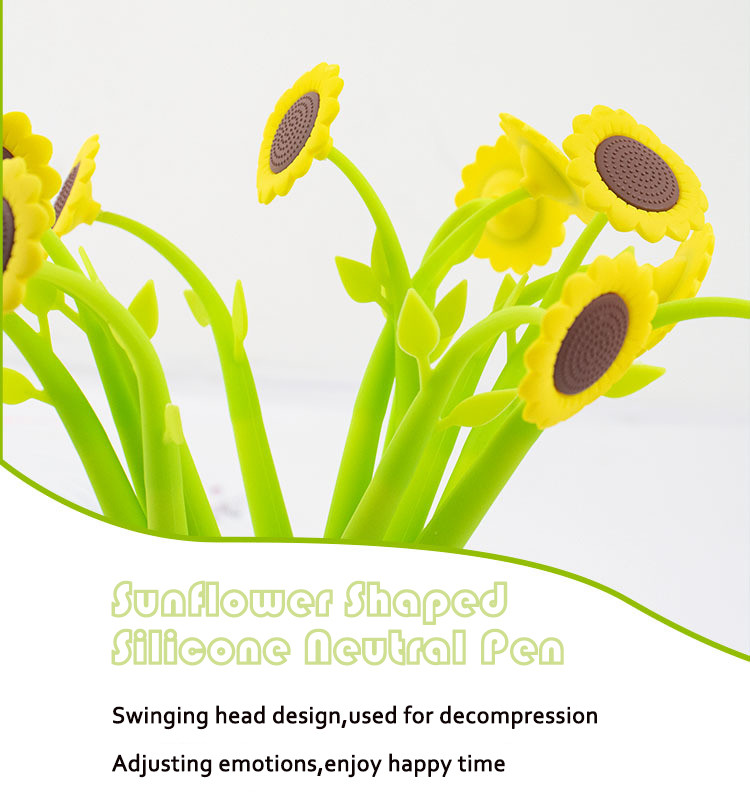 Cute Cartoon Sunflower Silicone Neutral Pen Student Stationery Swing Gift Pen
