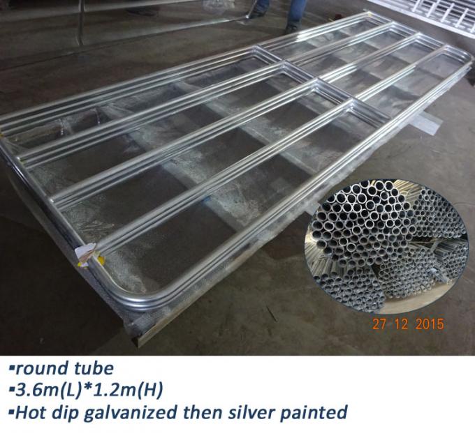 Oval Pipe Cattle Yard Panel Fencing Heavy Duty For Farm , Silver Painted Surface