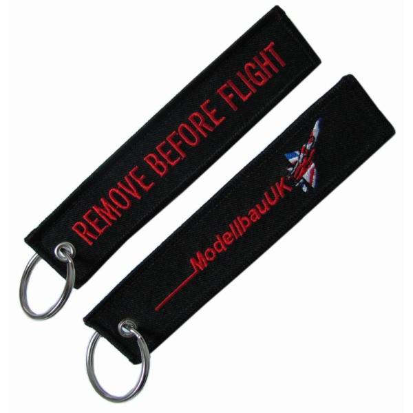 100% Polyester PMS Color Merrowed Borders Flight Tag Keychain