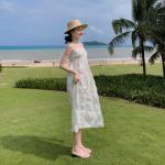 Strap A Line Backless White Midi Beach Holiday Dresses