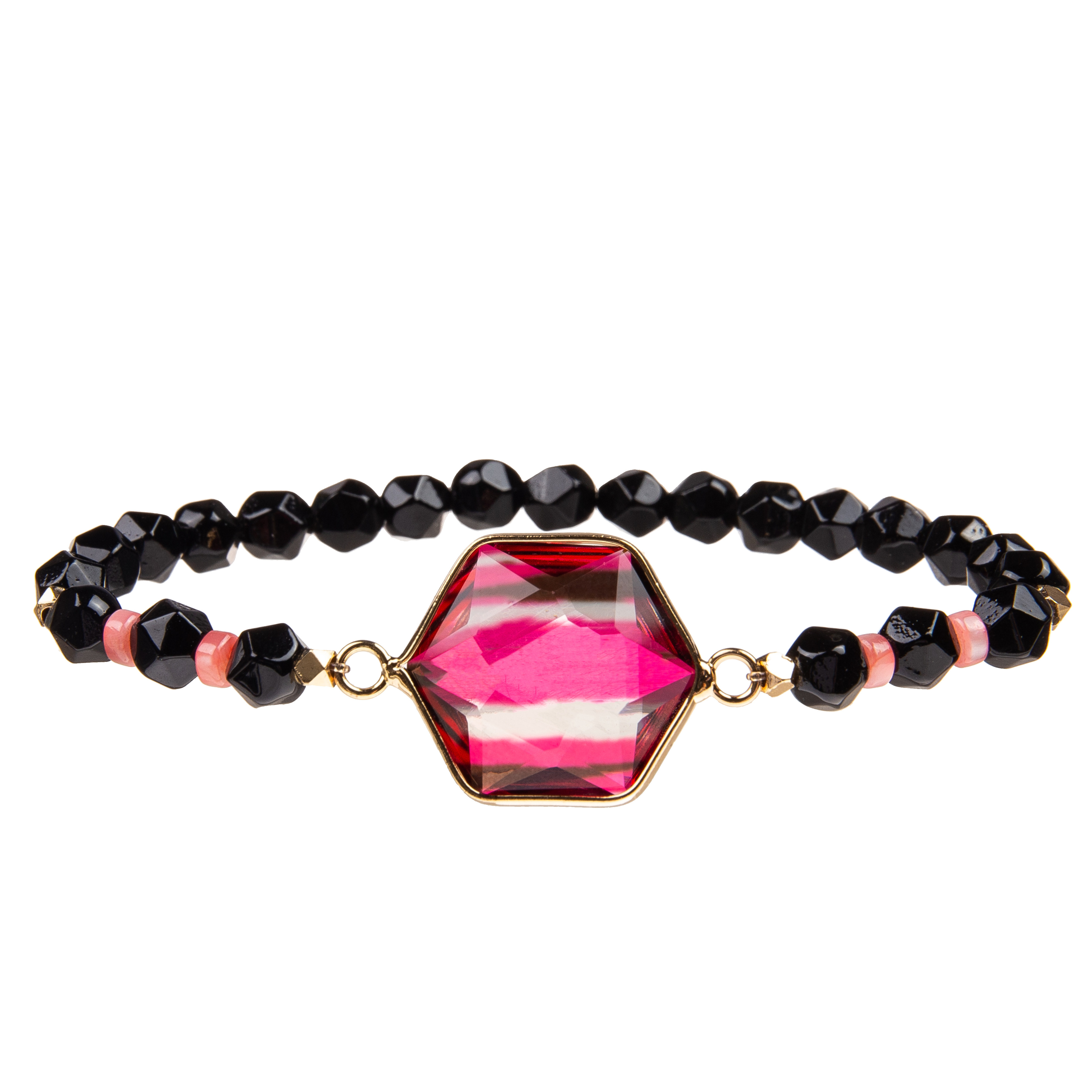 Handmade Gallstone Faceted Beads Bracelets With Gold Plated Irregular Crystal