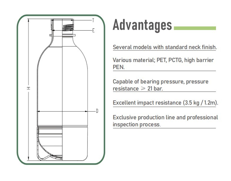 Bpa Free Sparkling Water Bottle 1l Plastic Pet Pen