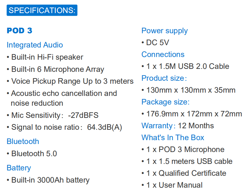 360 degree Omnidirectional PC Microphones USB or wireless Microphone for Confernce and meeting Recording