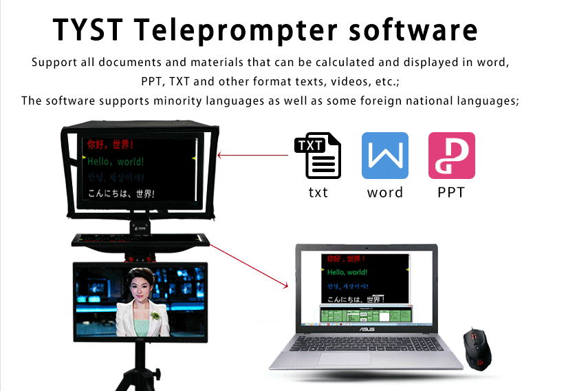 TS2200 Dual Screen Studio Teleprompter for Laptop Private Mold Live Sports Application