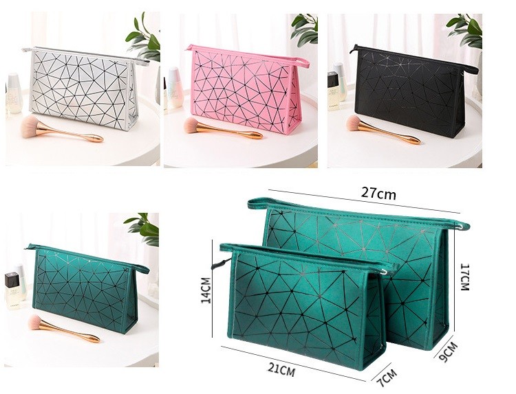 Black PU Leather Brush Lips Pencil Waterproof Cosmetic Bag For Purse