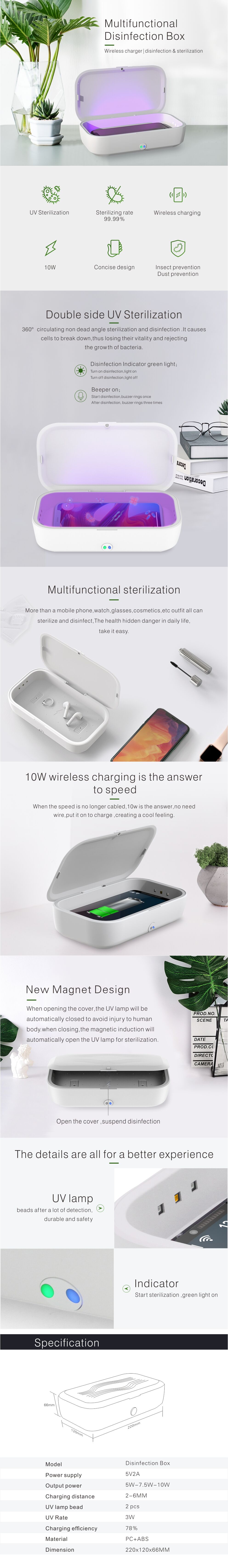 Family Large Space Wireless Charger Disinfection UV Sterilizer Box