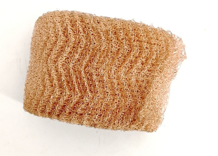 Pure Red Copper Knitted Mesh Filter Screen Customized Width 10CM 12.5CM