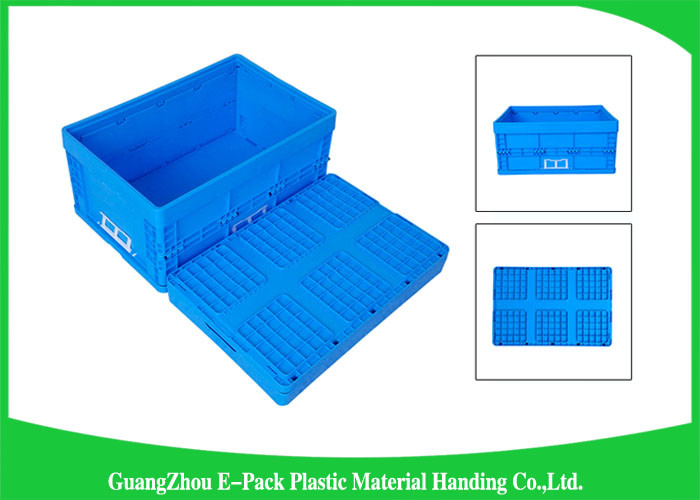 55L Supermarket Transport collapsible plastic storage bins / folding storage crates