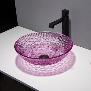 China 395mm Crystal Wash Basins Round 130mm Purple Bathroom Bowl Basin wholesale