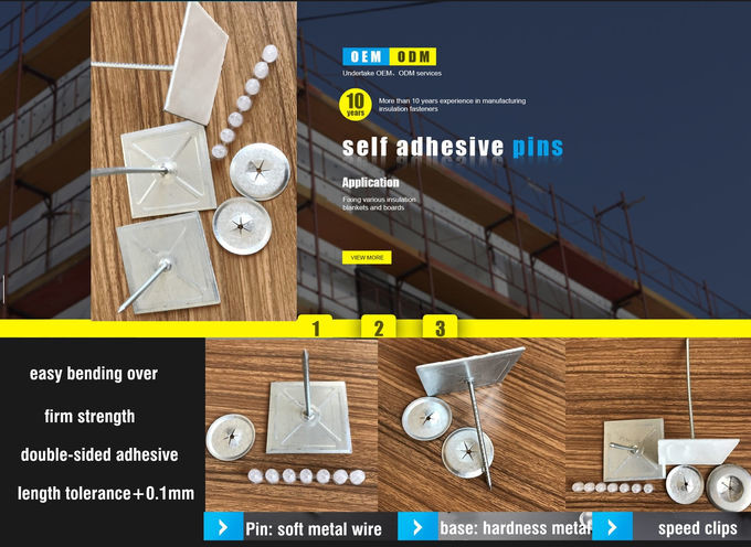 Mild Steel 12ga Self Adhesive Insulation Pins With Self Locking Washer