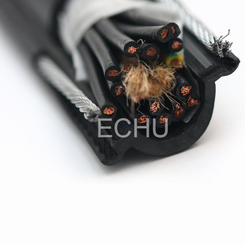 ECHU Flexible Round Traveling Control Cable for cranes or other appliances RVV(1G) 5Cx1.5SQMM in black colr