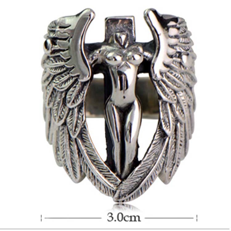 Thai Sterling Silver Angell Style Men's 925 Silver Ring (R6030806)