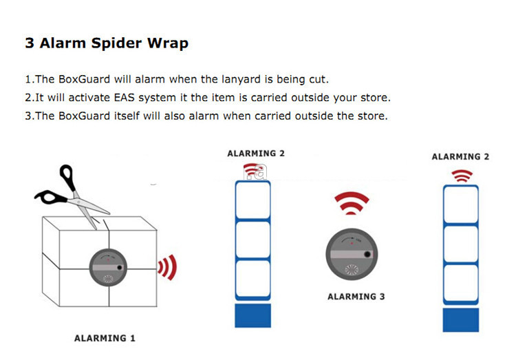 Security Round Self Alarm Tags For Boxes Remove Spider wrap