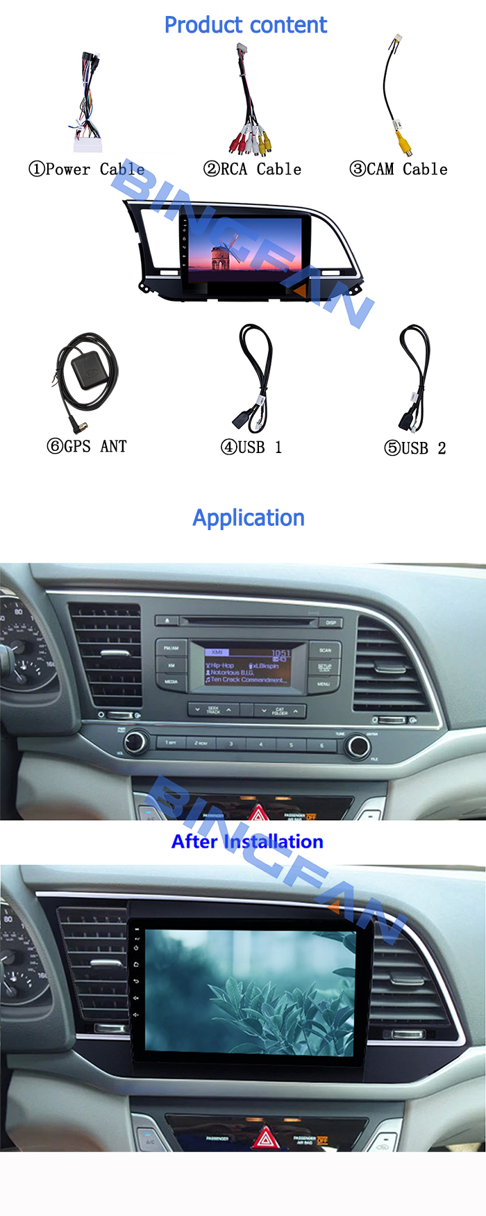 Android 10 Car Radio Touch IPS Screen Carplay Auoto Car Player For Hyundai Elantra LHD 2016-2018 Car Entertainment