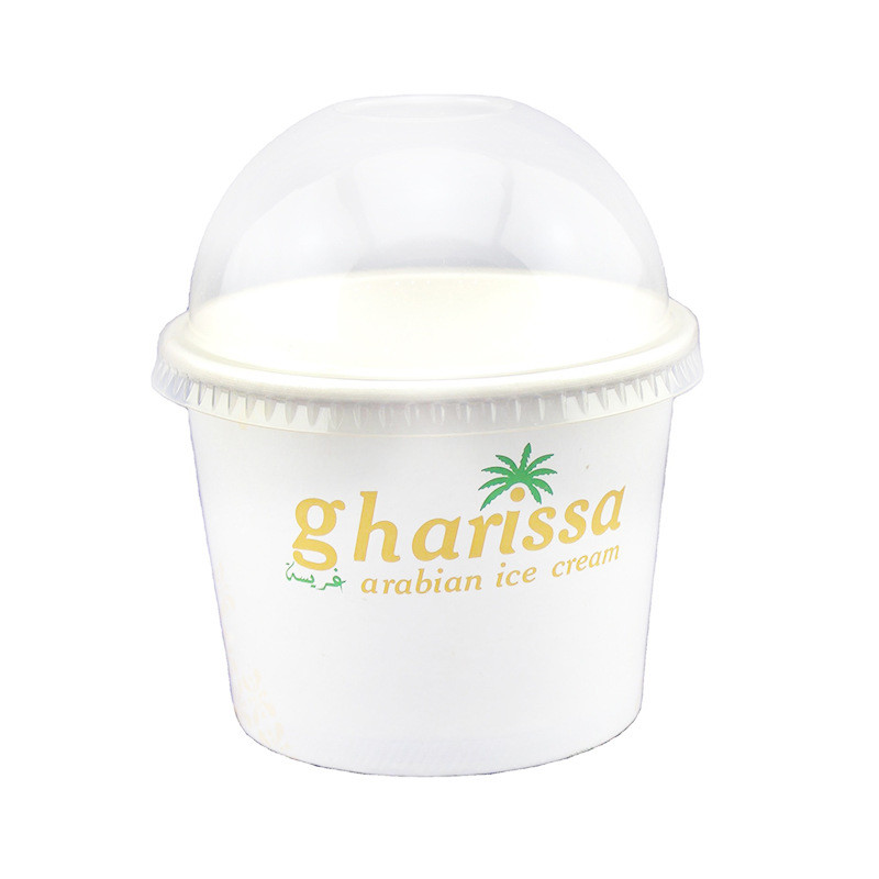 White 8oz 12oz Custom Printed Ice Cream Cups Biodegradable