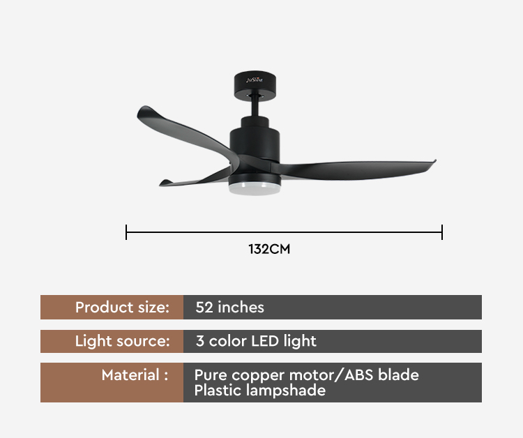 Smart Remote Control LED Ceiling Fan with Soft Wind and High Speed Mulit Colors/OEM