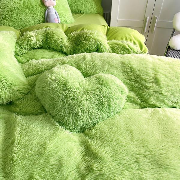 2023 Shaggy Warm Mink Velvet Crystal Bedding Solid Duvet Cover for 1.5m 5 feet Bed 4 Pcs