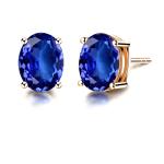 18K Rose Gold Oval Tanzanite Gem Stud Earrings for Women Wedding Jewelry (
