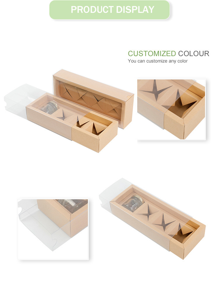 Eco Friendly Honey Window Packaging Box With Transparent Plastic Sleeves Windows