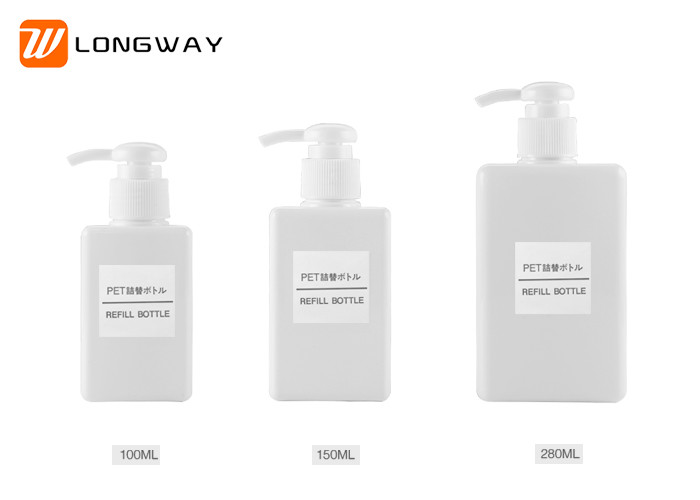 Optional Colour Square Empty Beauty Bottles , Plastic Soap Pump Bottles 280ml