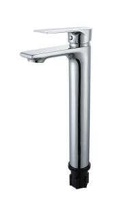 China Chrome Brass Tall Basin Mixer Faucet Single Lever wholesale