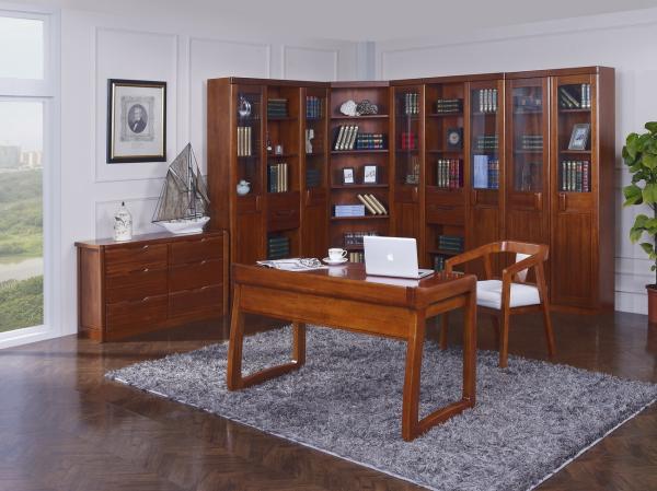 Nanmu solid wood Home office study room furniture set by Tall storage bookcase