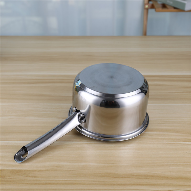 18cm Long handle stainless steel 410 milk pot cooking cookware with glass lid