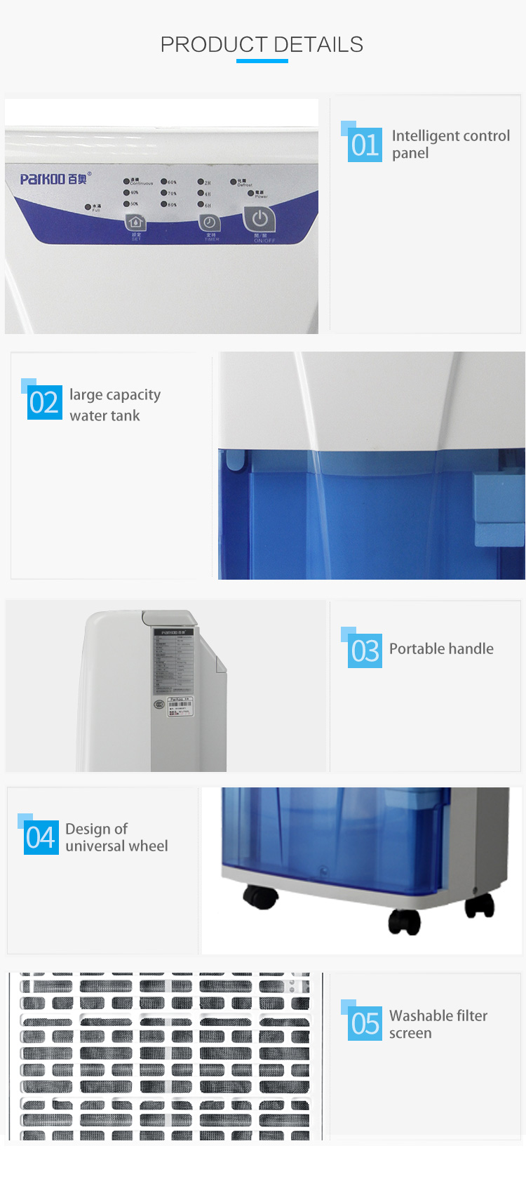 230W 20L/Day Air Dryer Dehumidifier With Low Noise Compressor