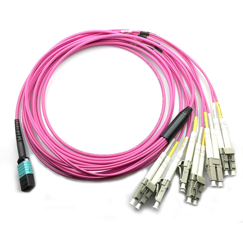 MPO MTP LC 12 Core Fiber Patch Cord For Network Rack / Panel