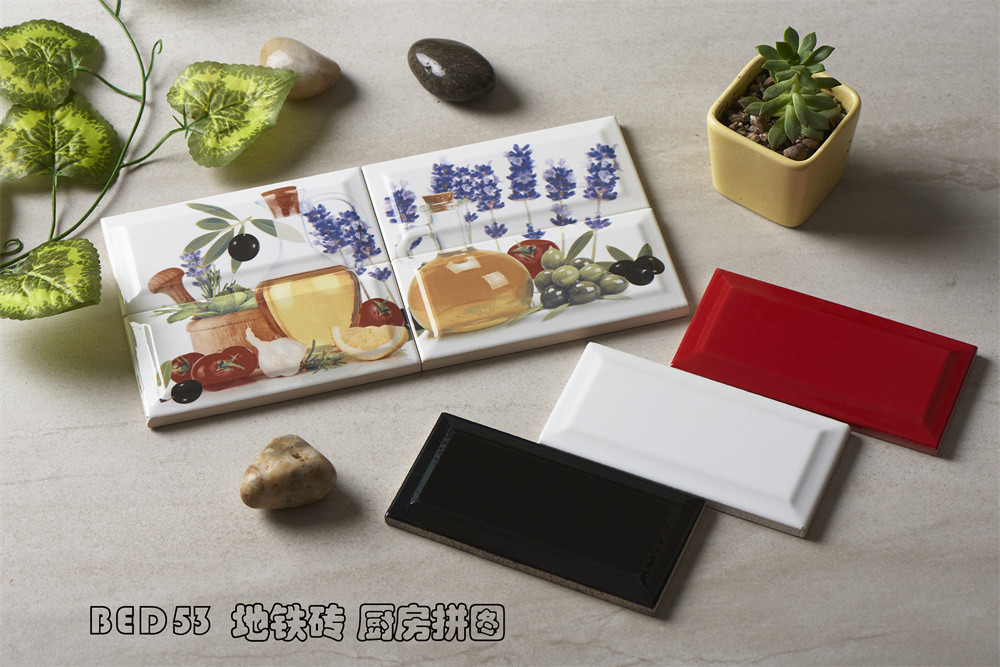 A Scene Of Harvest ,SGS White Body Glossy 7.5x15.2cm Subway Porcelain Wall Tiles For Home Embellishment And Dining Room