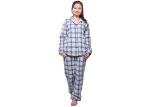 China Woman Cotton Y / D Check Flannel Pyjama Set Long Sleeve And Long Pant wholesale