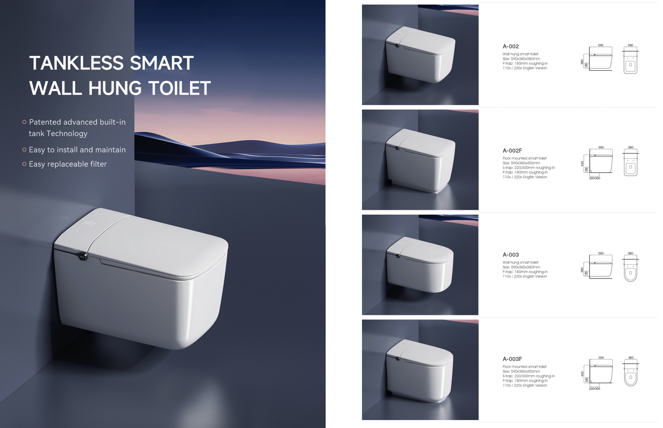 Contemporary Modern Smart Toilet with Built-in Ceramic Water Tank for Project Building