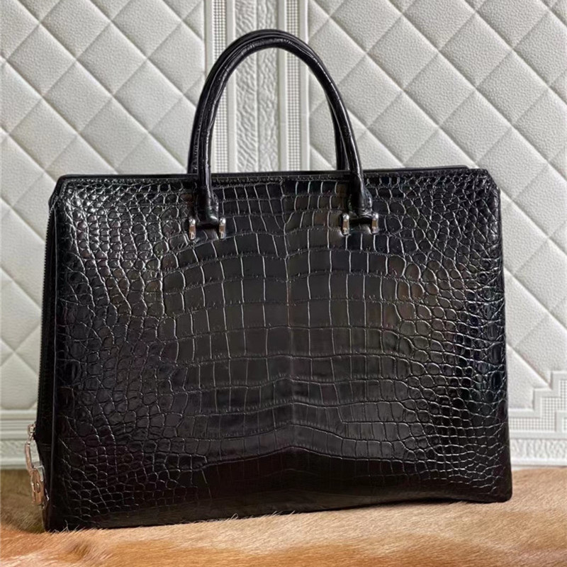 Authentic Crocodile Belly Skin Businessmen Passcode Briefcase Genuine Alligator Leather Male Large Working Totes Handbag