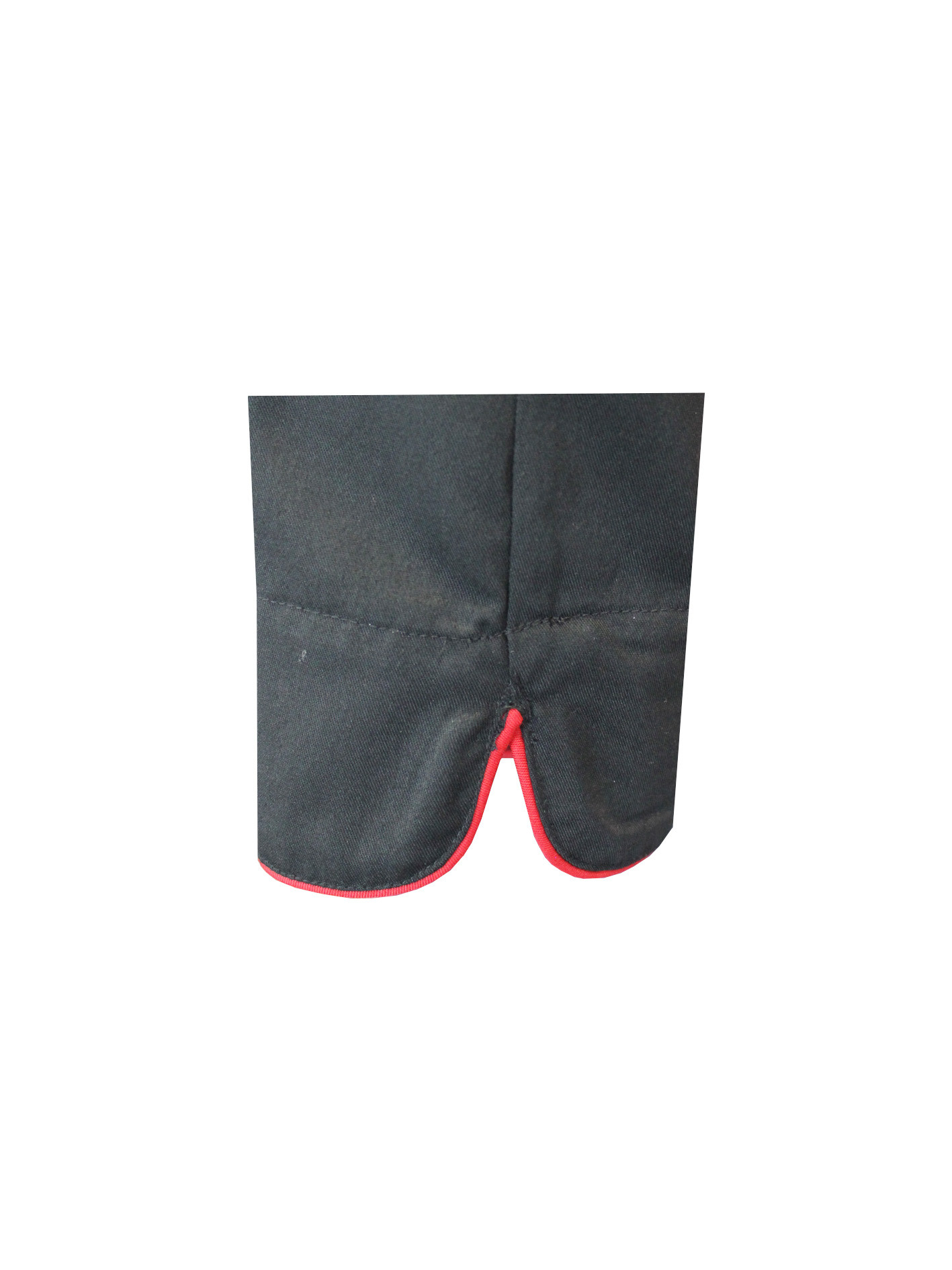 240G Black Chef Jacket Long Sleeve Polyester 65% Cotton 35% With Red Pipings