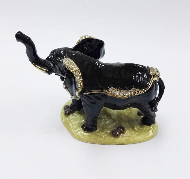 Decorative Metal Alloy Elephant Jewelry Trinket Box elephant shaped jewelry box for promotional gift