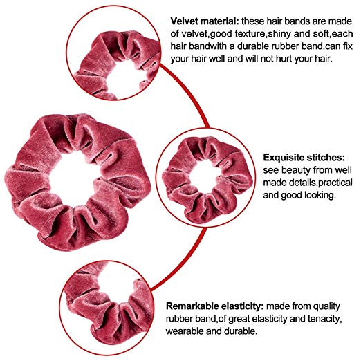 Warrens 11*5CM Large Velvet Hair Scrunchies Packed In Opp Bag