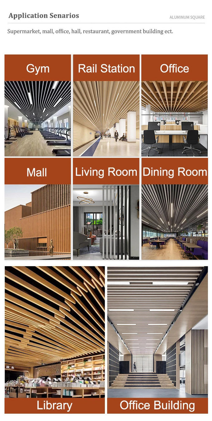 Waterproof Aluminum Profiles Wooden Grain Great Wall Panel For Wall Decoration 3