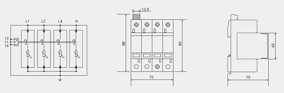 Lightning Protection 4P AC230V 3 Phase Surge Protection Device