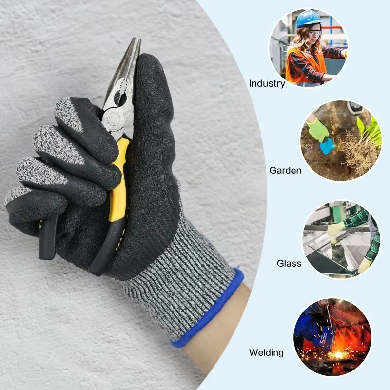 Resistant Gloves Knitted Liner Palm Coated Anti Cut Glove for Glass Industry