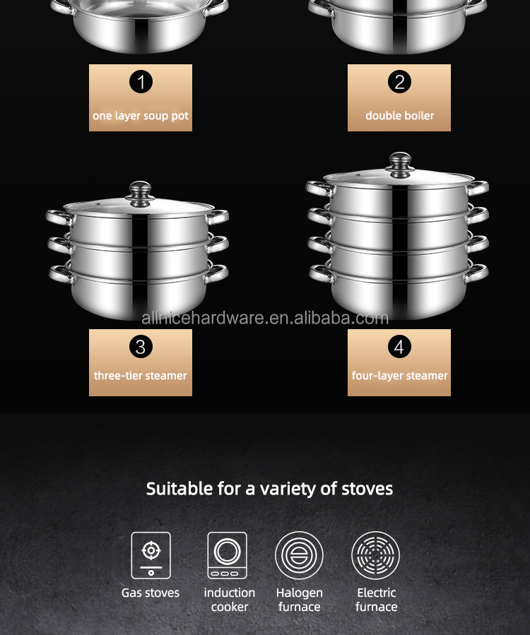 Hot Selling Cookware Cooking Food Steamer Stainless Steel Steamer Pot Kitchen Soup Pot With Steamer