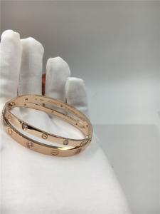 China Women'S Rose Gold Luxury Diamond Jewelry Love Bracelet With Six Pink Sapphires wholesale