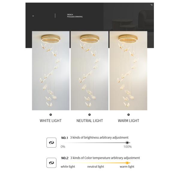 Pendant Chandelier For Ladder Revolving Staircase Butterfly Lighting（WH-NC-83)