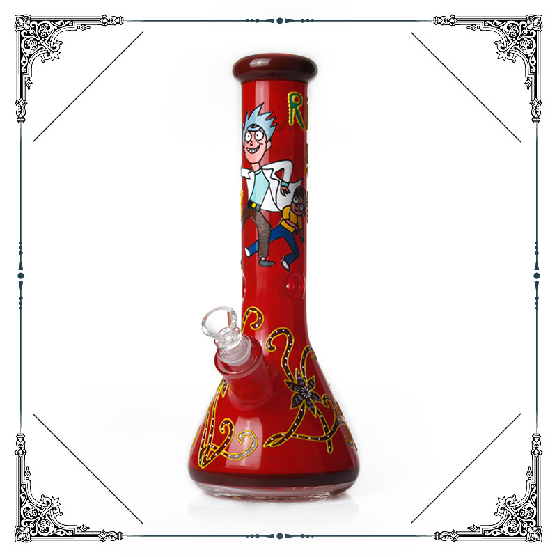 7MM Thick Red Glass Beaker Bongs Rick And Morty Bong Smoiking Hookah Water Pipes