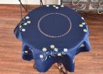 Chemical Fiber Embroidered Linen Tablecloth , Country Style Square Cotton